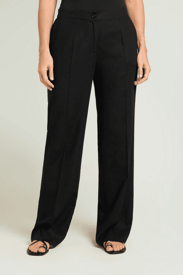 LUISA VIOLA pantalone ampio in lino donna nero - 2