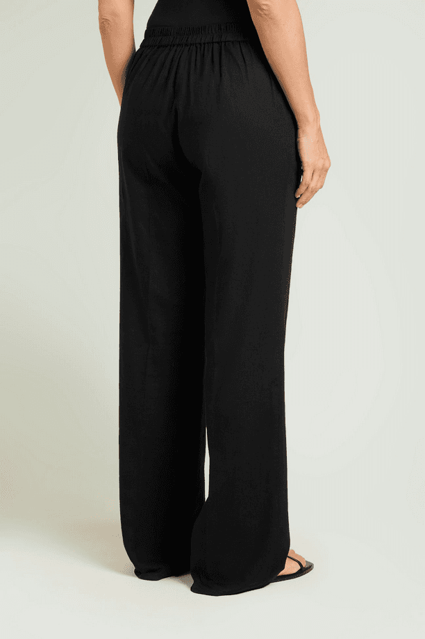 LUISA VIOLA pantalone ampio in lino donna nero - 3