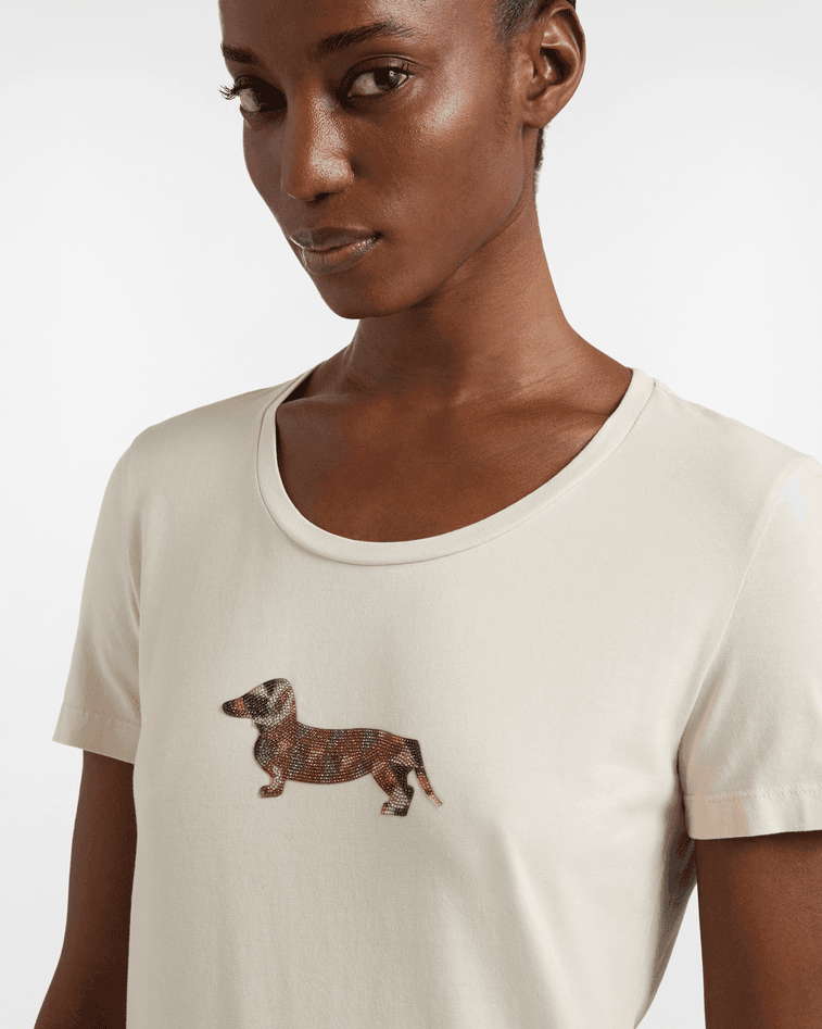 Harmont&amp;blaine t-shirt con maxi bassotto donna sabbia - 3