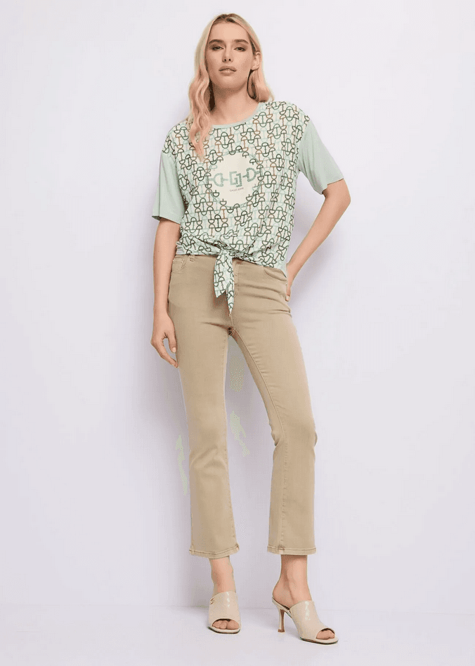 GAUDI t-shirt con stampa e nodo donna verde - 6