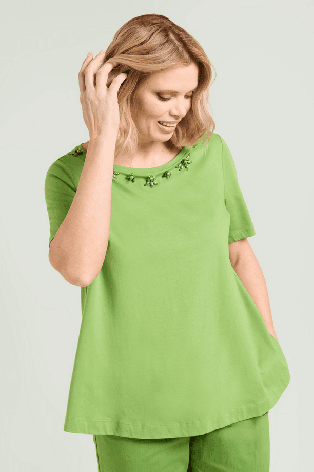 LUISA VIOLA t-shirt ricamata donna verde - 2