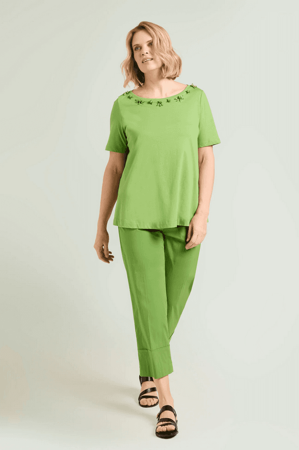 LUISA VIOLA t-shirt ricamata donna verde - 5