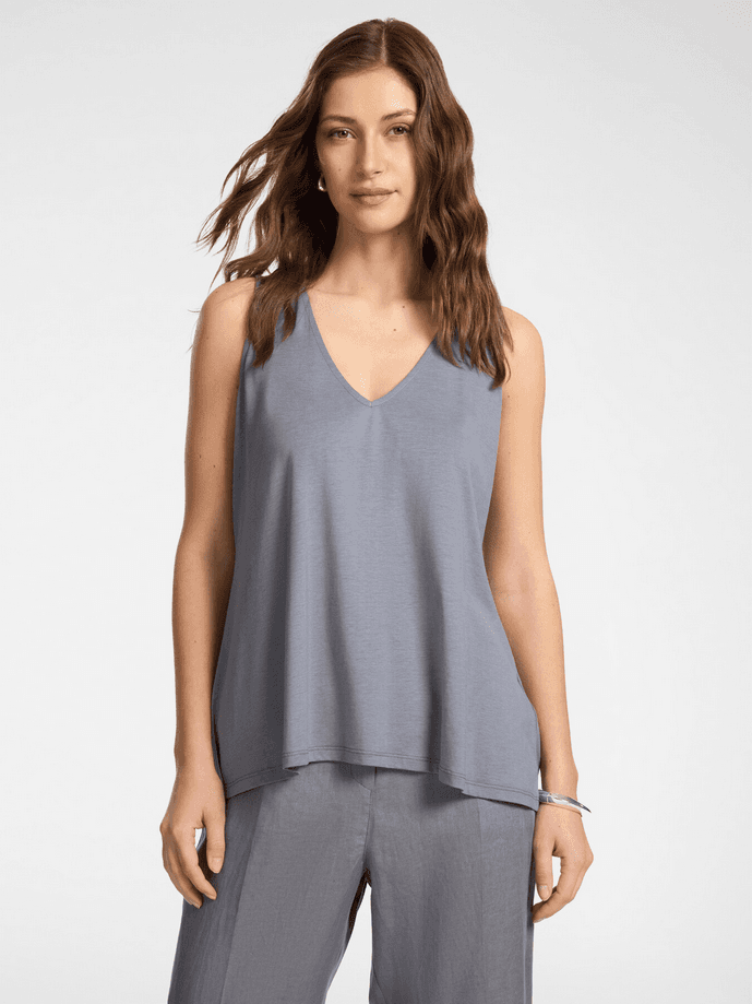 ELENA MIRO top con scollo a v donna grigio - 2
