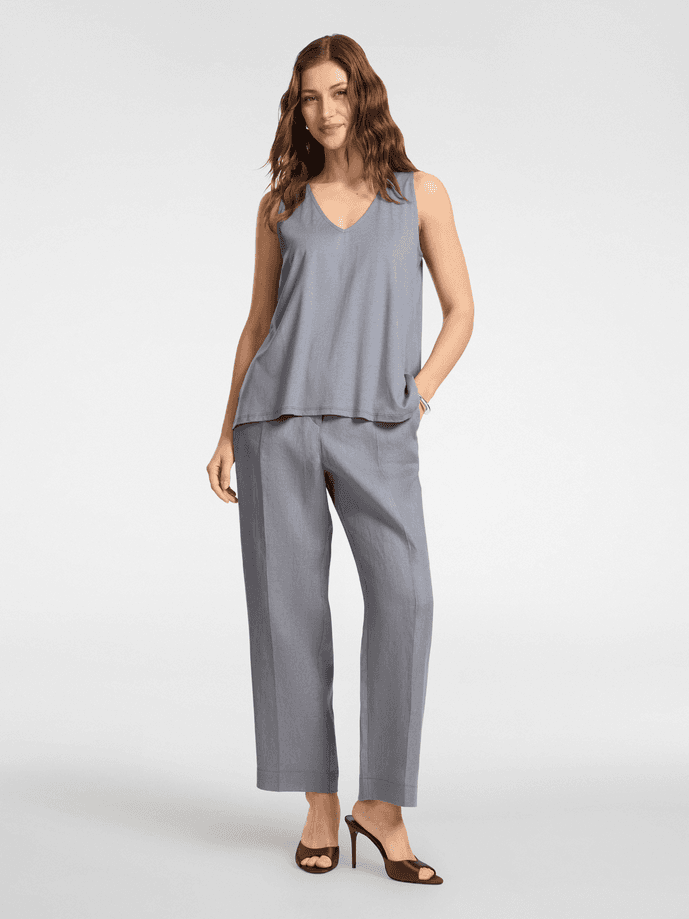 ELENA MIRO top con scollo a v donna grigio - 4