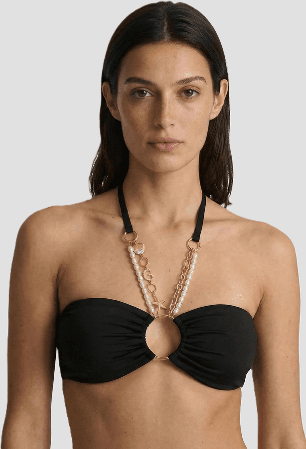 GUESS top bikini a fascia con anelli donna nero - 2