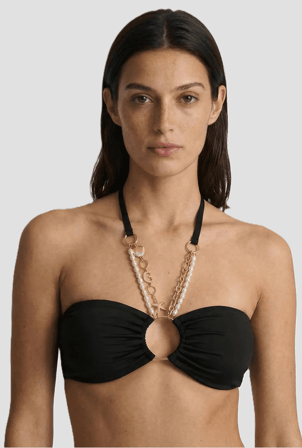 GUESS top bikini a fascia con anelli donna nero - 2