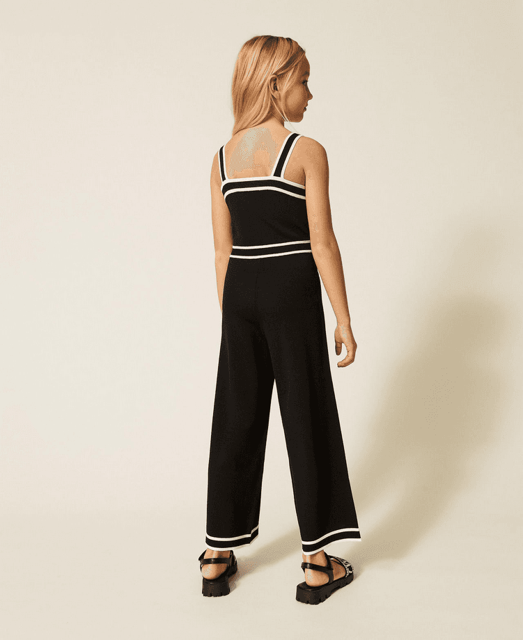 TWINSET tuta in maglia con bordature bambina nero-bianco - 4
