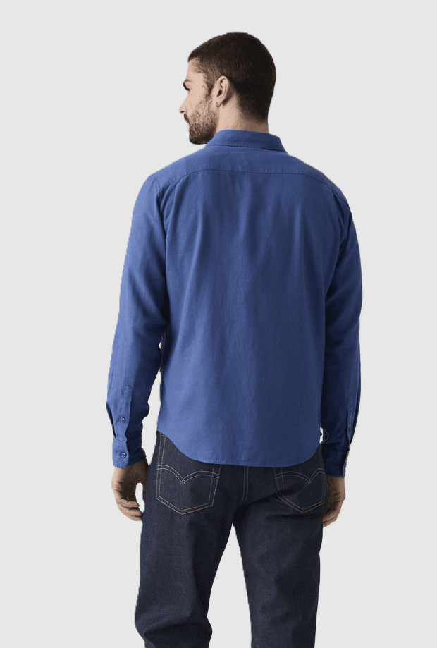 LEVI'S camicia misto lino con taschino uomo blu - 4