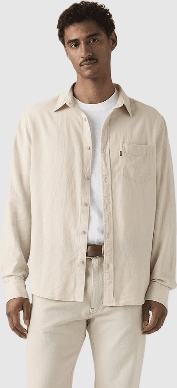 LEVI'S camicia misto lino con taschino uomo beige - 2