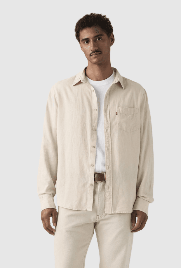 LEVI'S camicia misto lino con taschino uomo beige - 2