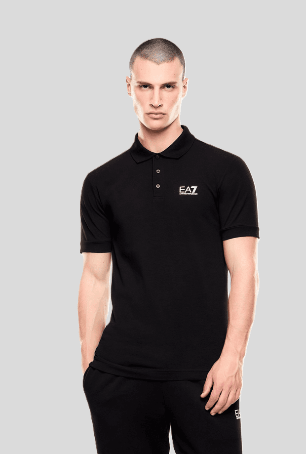 EA7 polo con logo petto uomo nero - 2