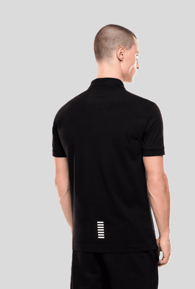 EA7 polo con logo petto uomo nero - 3