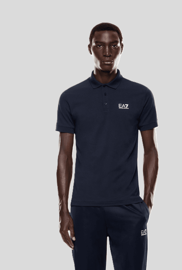 EA7 polo con logo petto uomo blu - 2
