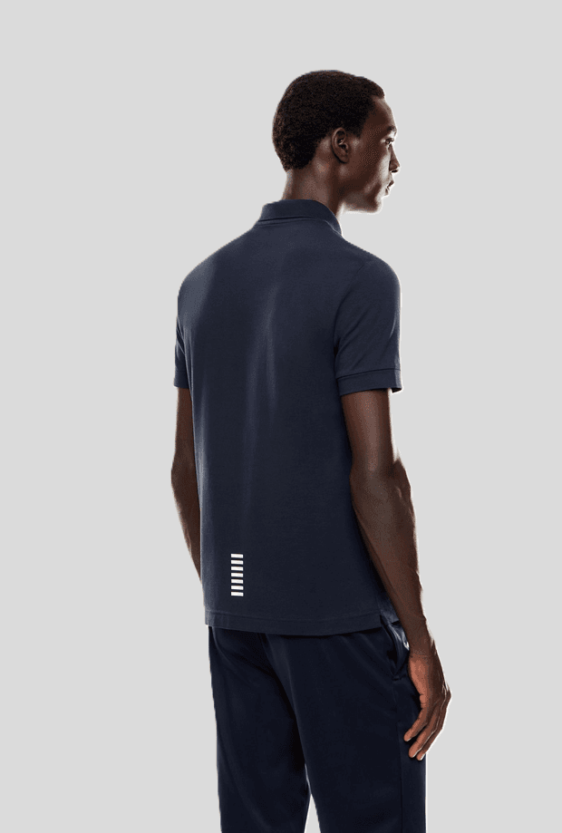 EA7 polo con logo petto uomo blu - 3