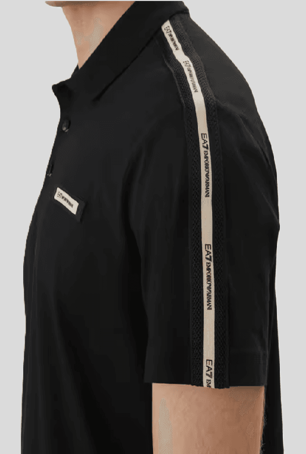 EA7 polo con logo maniche uomo nero - 2