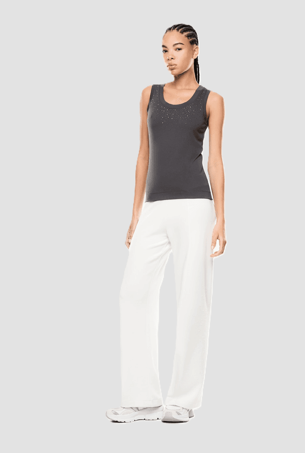 EA7 pantalone a gamba larga donna bianco - 4