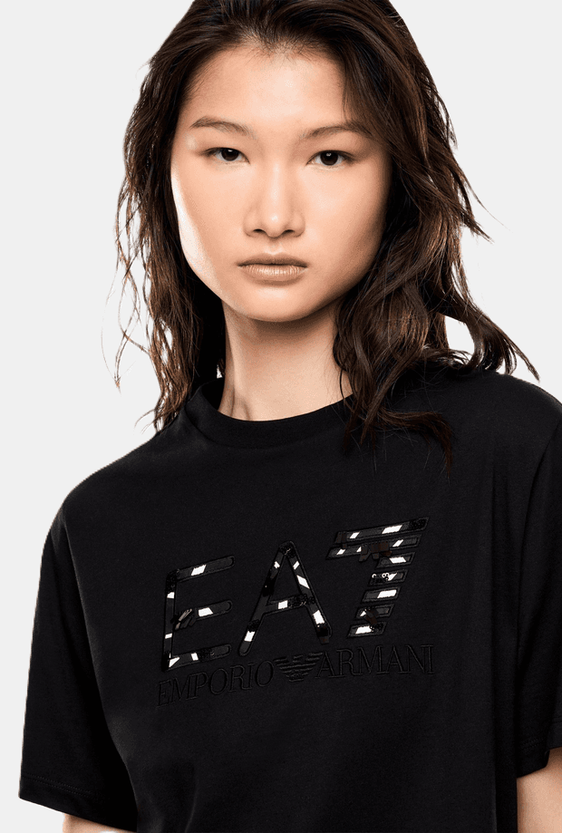 EA7 t-shirt con logo donna nero - 3