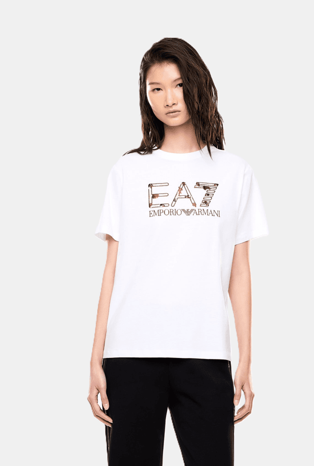 EA7 t-shirt con logo donna bianca - 2