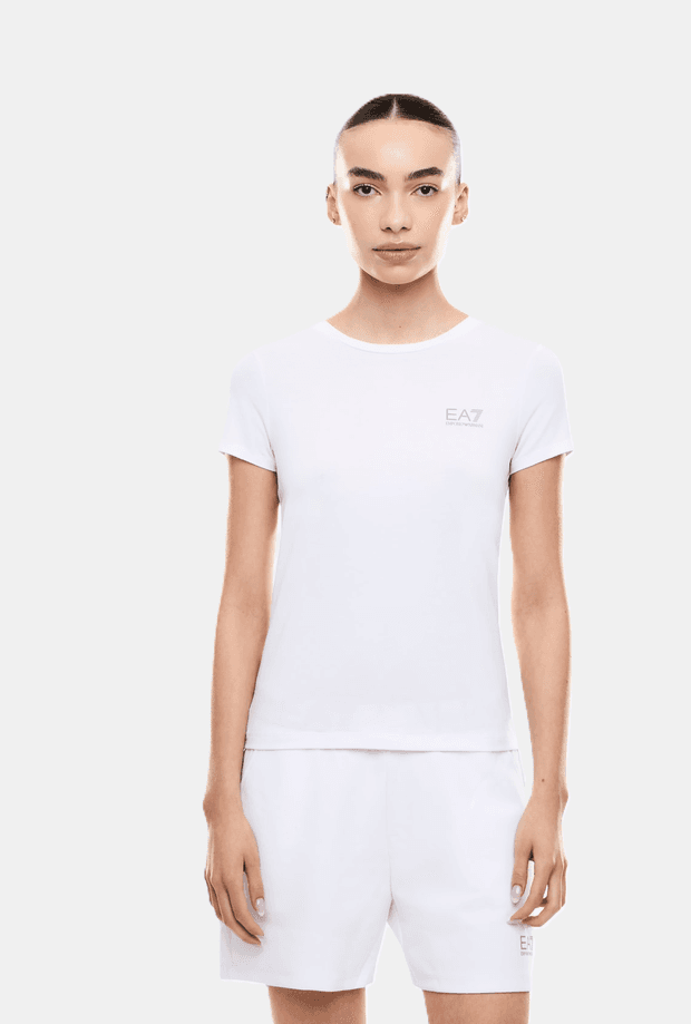 EA7 t-shirt in tessuto tecnico donna bianco - 2