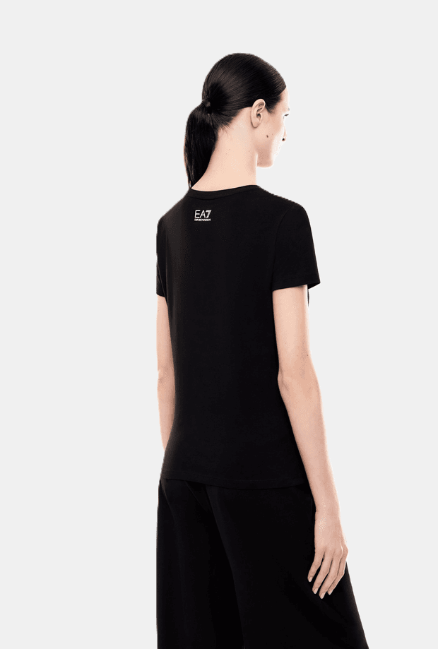 EA7 t-shirt con logo a contrasto donna nero - 4