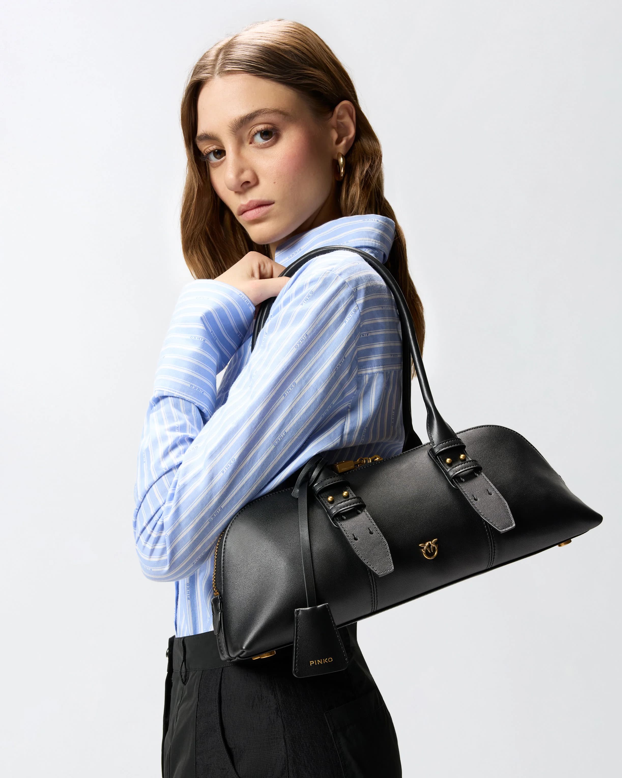 Pinko Borsa Donna PINKO grande a spalla Escape Bag Horizontal in pelle - 5