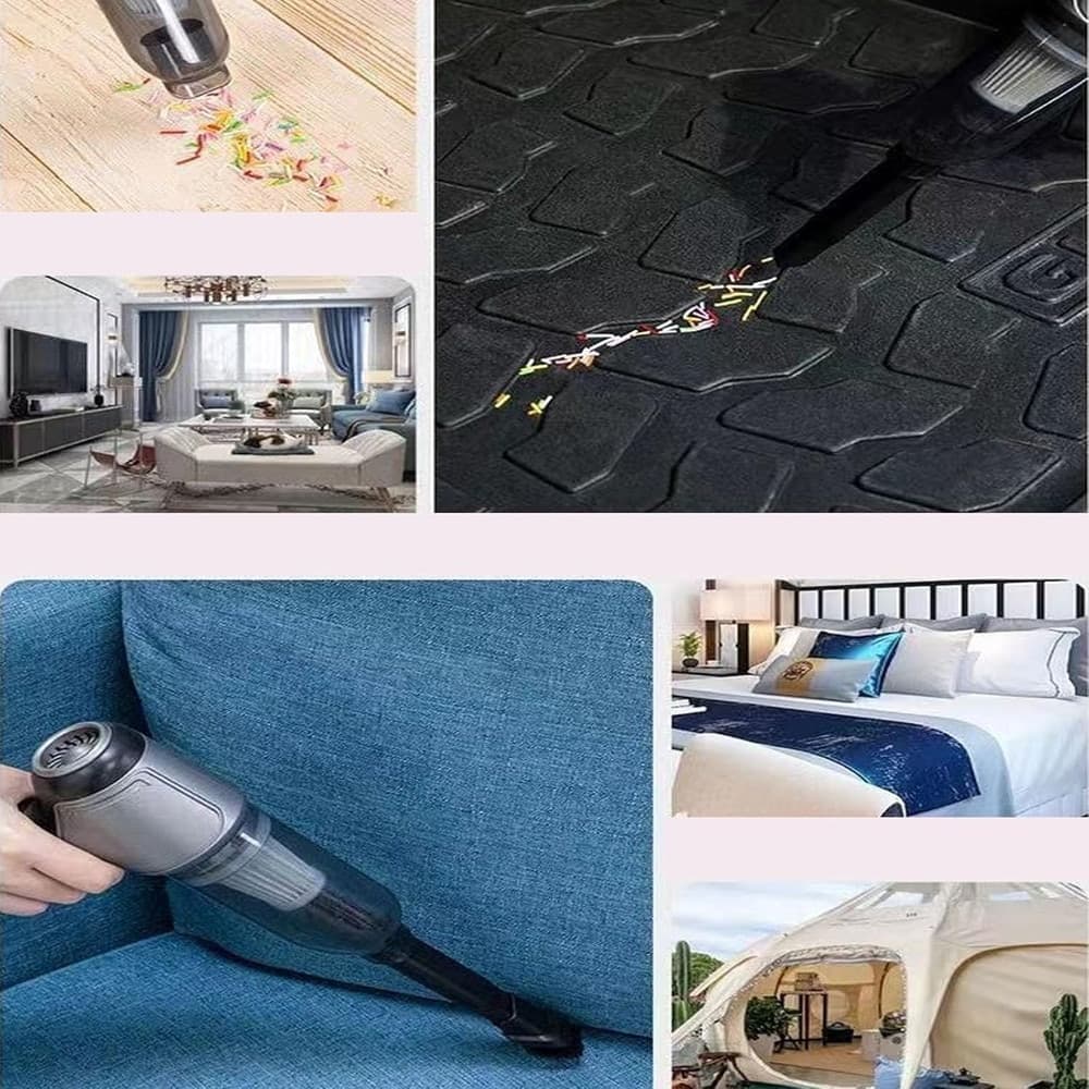 MINI ASPIRAPOLVERE SOFFIATORE PORTATILE PER AUTO CASA SENZA FILI RICARICABILE ALTA POTENZA - 4
