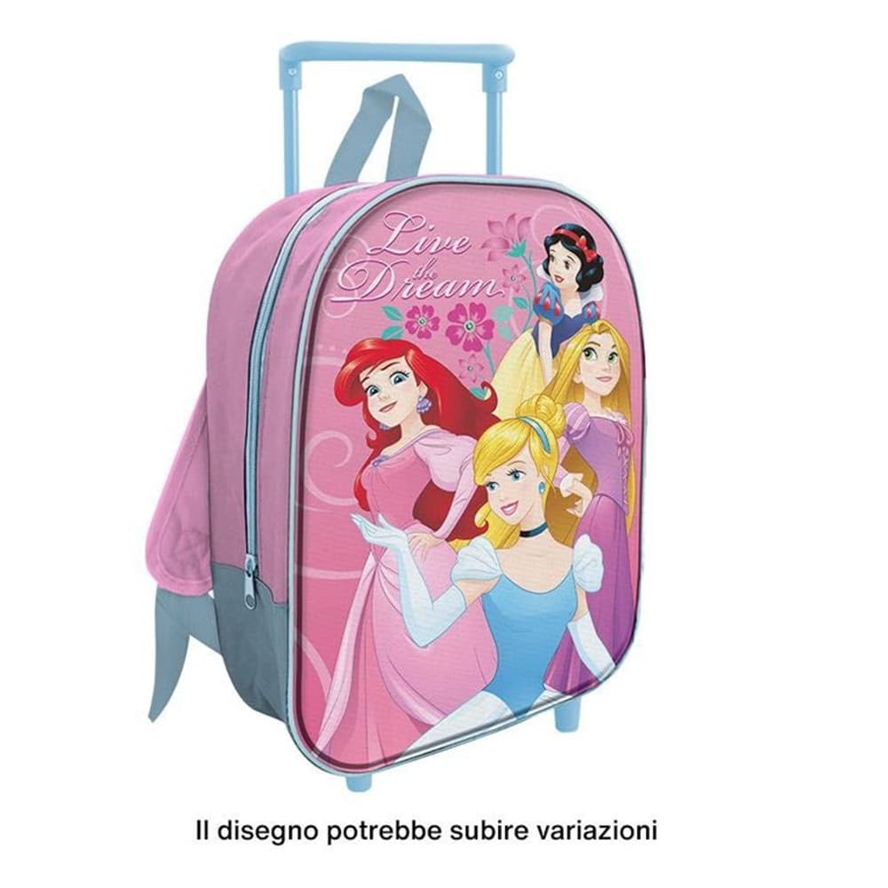 ZAINO TROLLEY STAMPA PRINCIPESSE 28CM ZAINETTO ASILO SCUOLA TEMPO LIBERO BAMBINE 673030A - 2