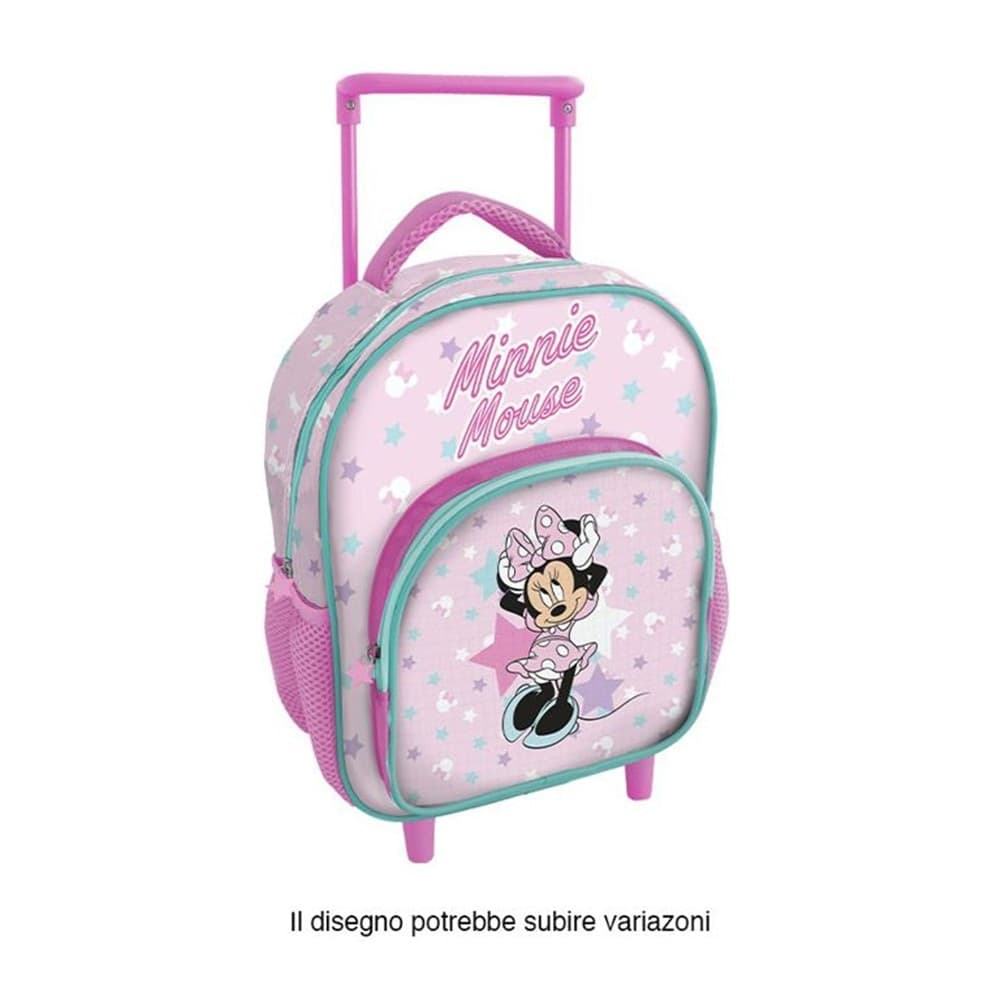 ZAINO ASILO TROLLEY MINNIE MOUSE CON TASCA FRONTALE 30CM MANICO ALLUNGABILE VIAGGI 673122A - 2