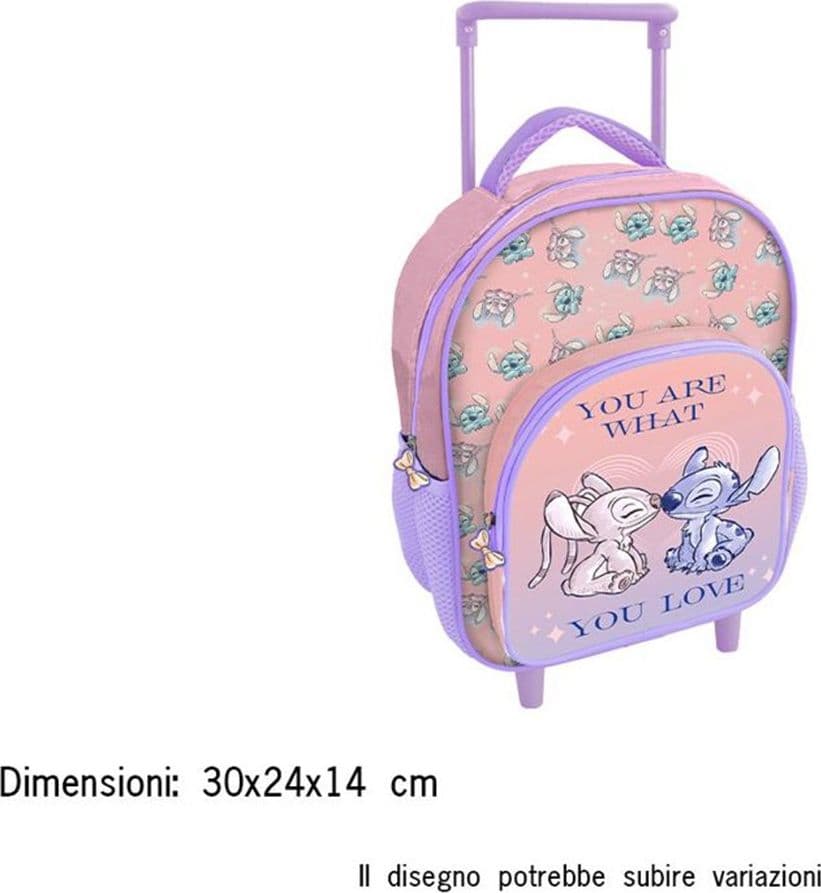 ZAINO ASILO TROLLEY STITCH ANGEL CON TASCA FRONTALE 30CM MANICO ALLUNGABILE VIAGGI 674181A - 2