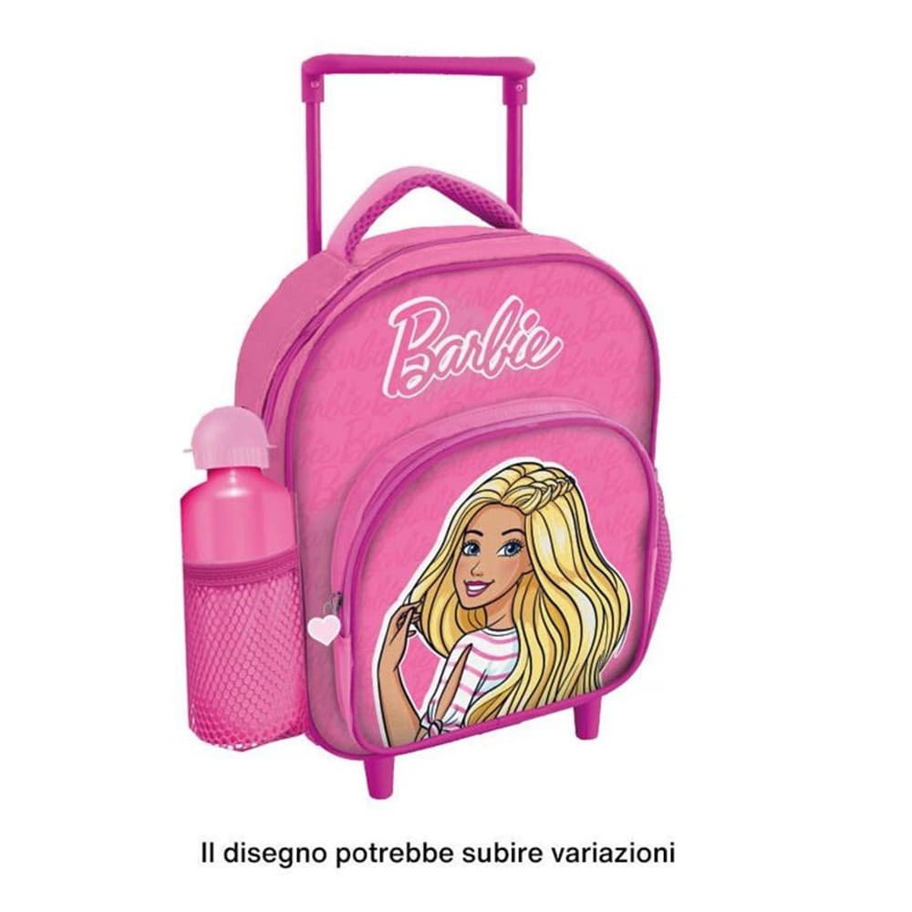 ZAINO ASILO TROLLEY BARBIE 30 CM CON TASCA FRONTALE BORRACCIA PER SCUOLA VIAGGI 966896 - 2