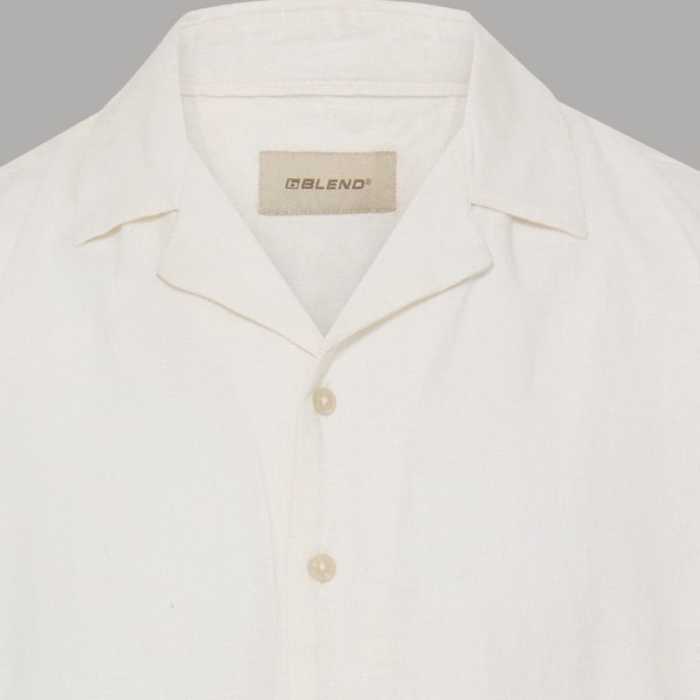 Blend camicia manica corta uomo lino cotone collo Cuba regular fit - 3