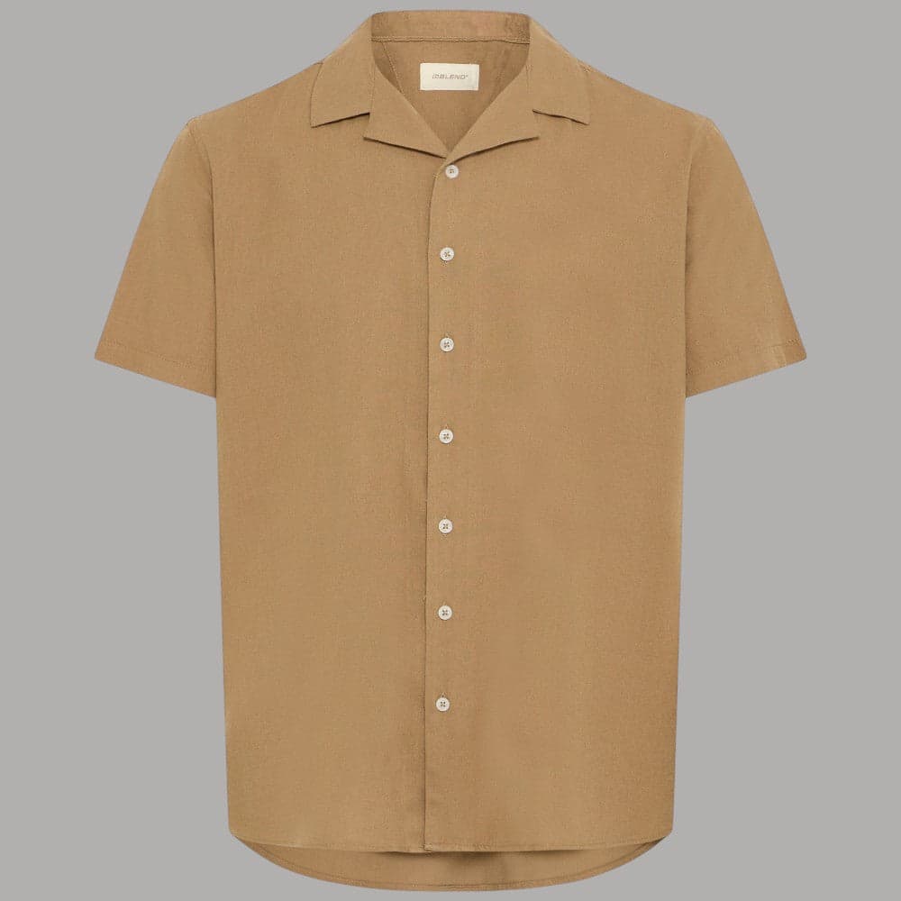 Blend camicia manica corta uomo lino cotone collo Cuba regular fit - 5