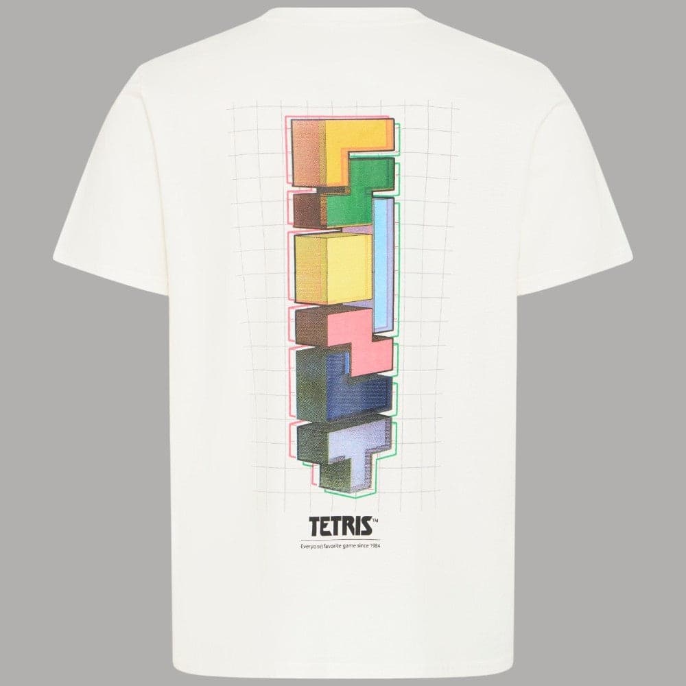 Blend T-shirt cotone slim fit maniche corte stampa Tetris girocollo bianco - 2