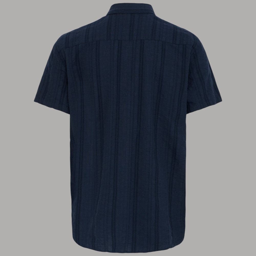 Blend camicia manica corta slim fit 100% cotone con taschino e jacquard blu - 7