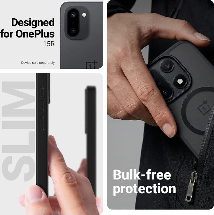 Custodia Crong Hybrid Matte Magnetic - MagSafe per OnePlus 15R (Nero) - 6