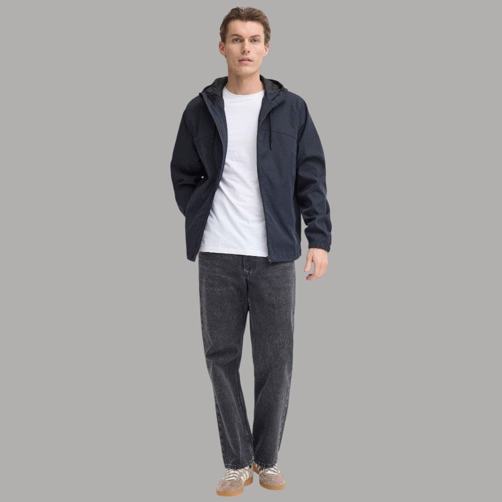 Blend giacca primaverile EFI HOOD giubbino uomo con cappuccio e zip blu - 5