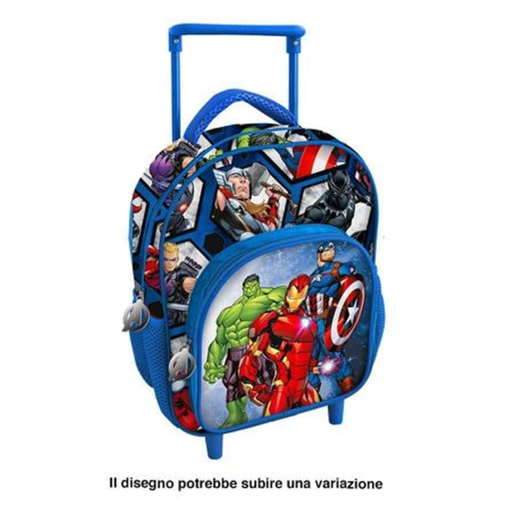 ZAINO ASILO TROLLEY AVENGERS CON TASCA FRONTALE 30 CM MANICO ALLUNGABILE VIAGGI 673047A - 2
