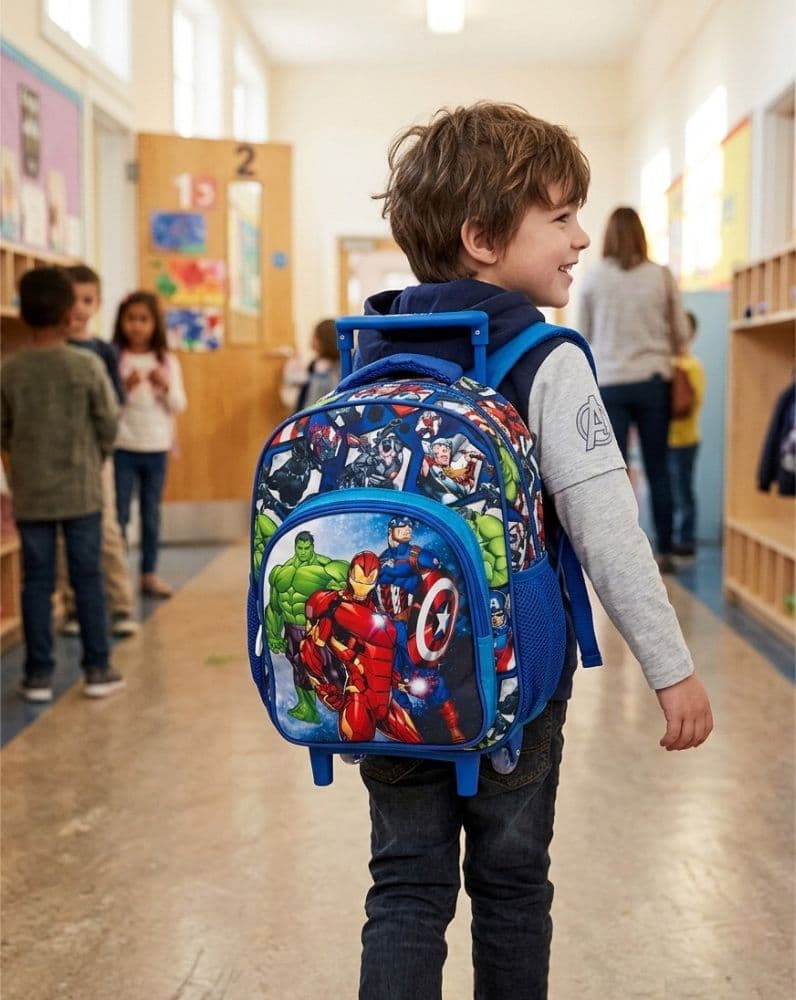 ZAINO ASILO TROLLEY AVENGERS CON TASCA FRONTALE 30 CM MANICO ALLUNGABILE VIAGGI 673047A - 7
