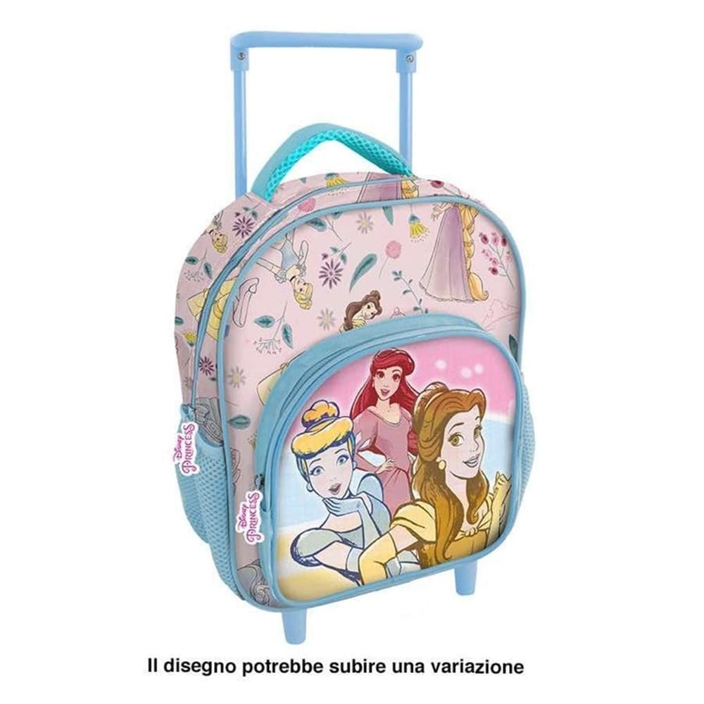 ZAINO ASILO TROLLEY PRINCIPESSE CON TASCA FRONTALE 30 CM MANICO ALLUNGABILE VIAGGI 673139A - 2