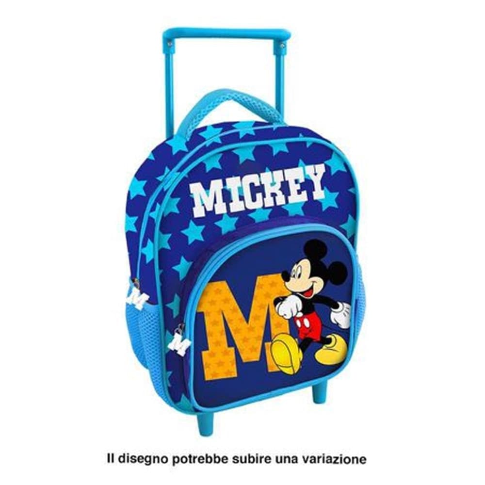 ZAINO ASILO TROLLEY MICKEY MOUSE TOPOLINO TASCA FRONTALE 30CM MANICO ALLUNGABILE 673078A - 2