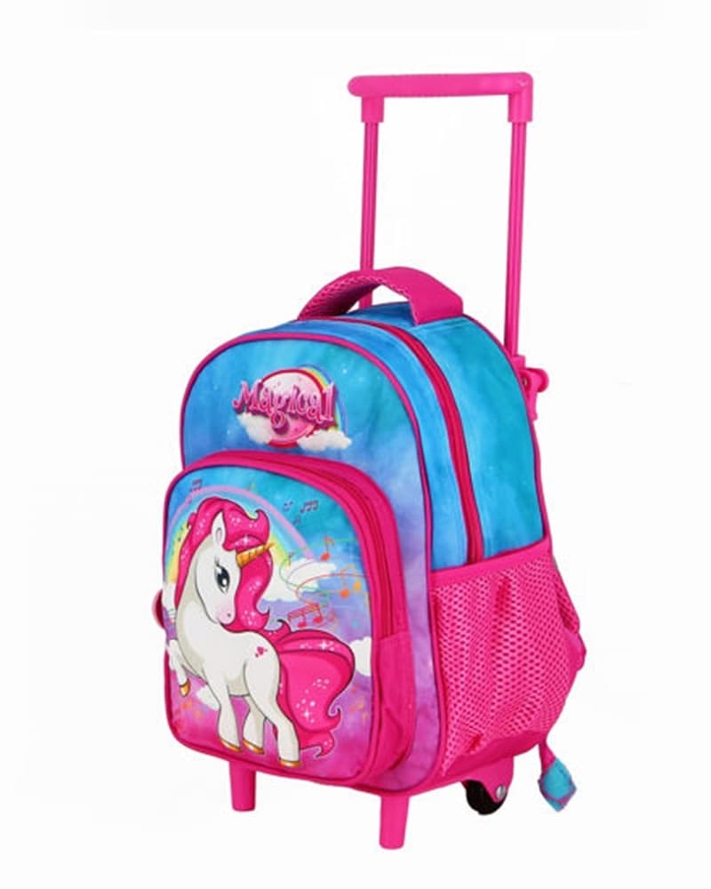 ZAINO ASILO TROLLEY UNICORNO MAGICAL CON TASCA FRONTALE MANICO ALLUNGABILE VIAGGI 730299 - 4