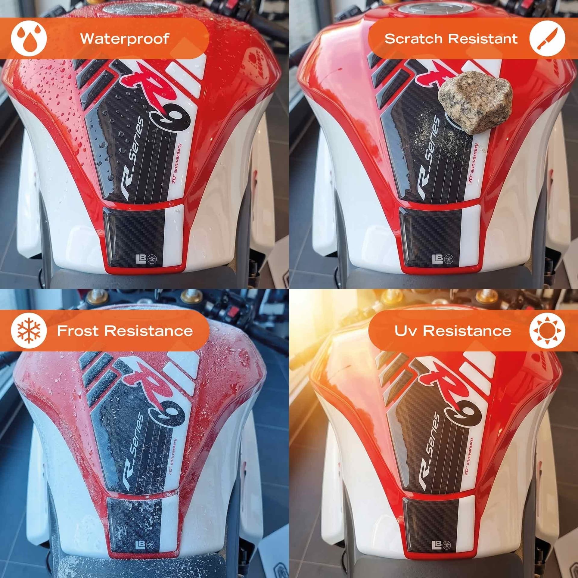 Adesivo resinato 3D Paraserbatoio moto compatibile con Yamaha R9 2025-2026 - 16