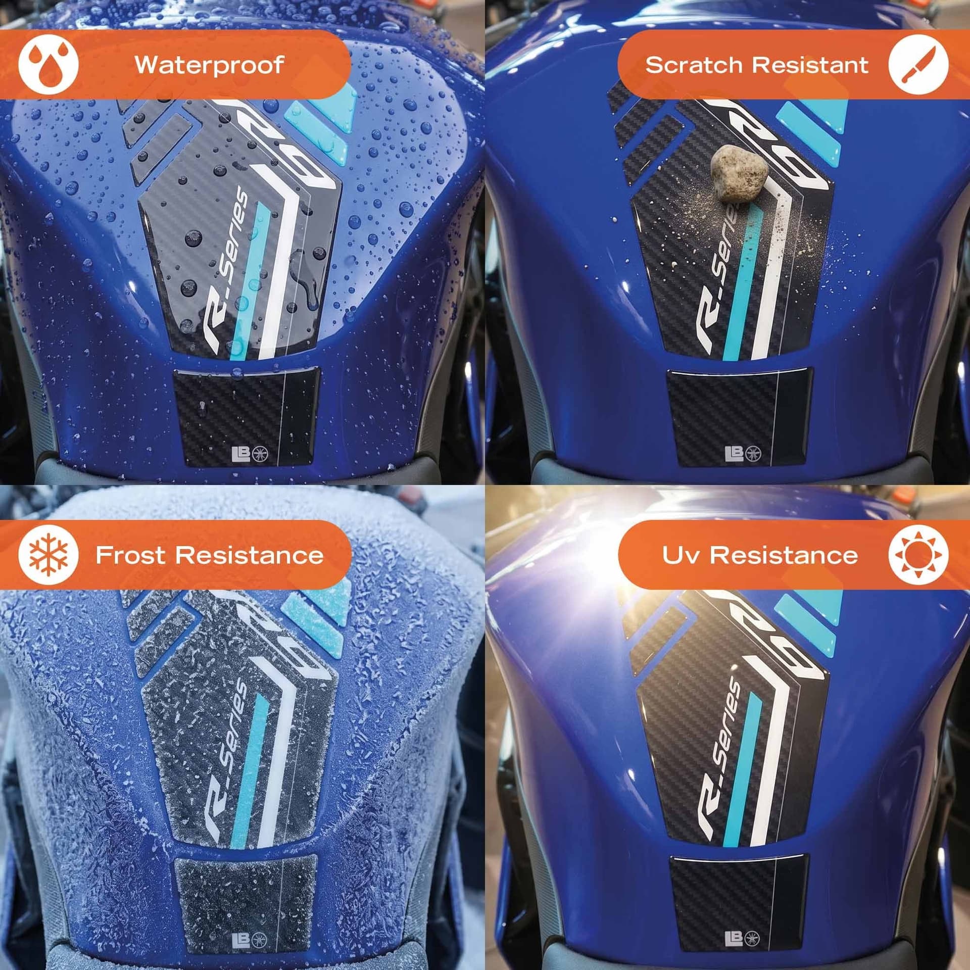 Adesivo resinato 3D Paraserbatoio moto compatibile con Yamaha R9 2025-2026 - 4