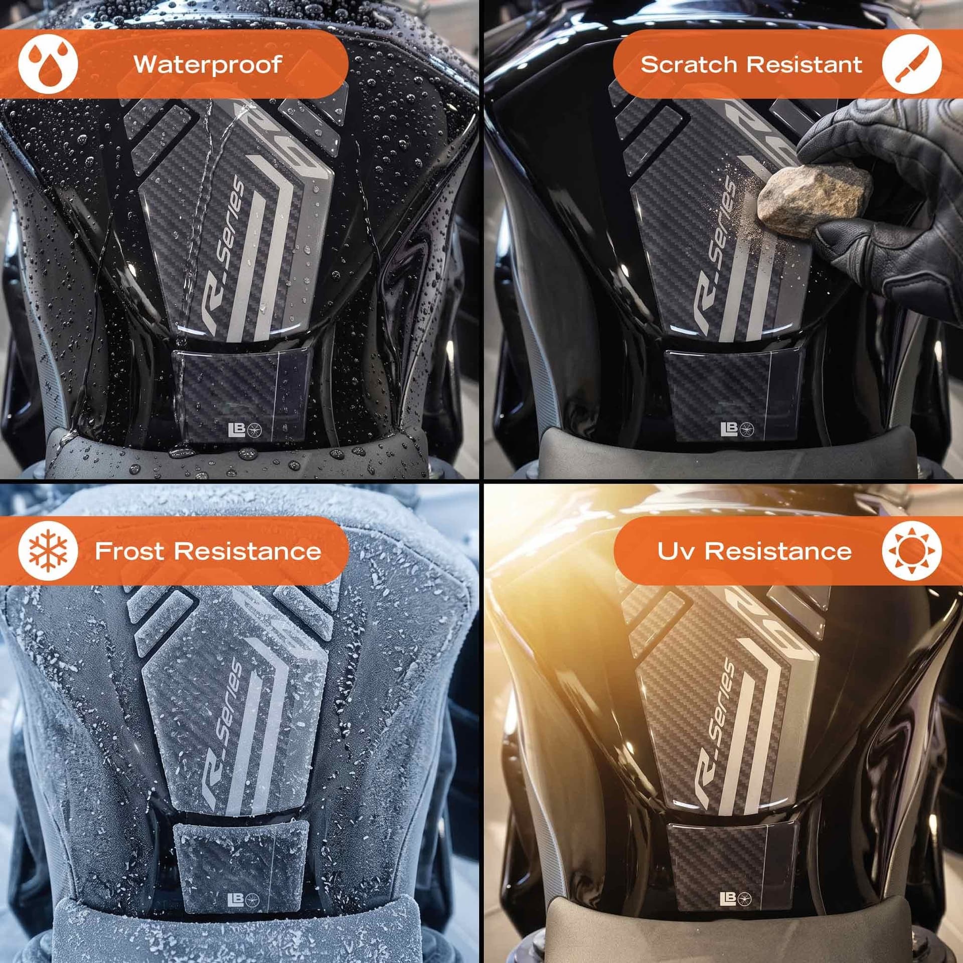 Adesivo resinato 3D Paraserbatoio moto compatibile con Yamaha R9 2025-2026 - 10