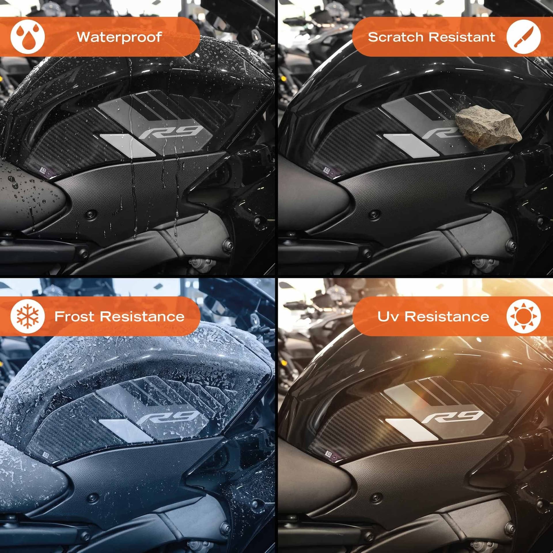 Adesivi Protezioni Laterali Serbatoio compatibili con Yamaha R9 2025-2026 - 12