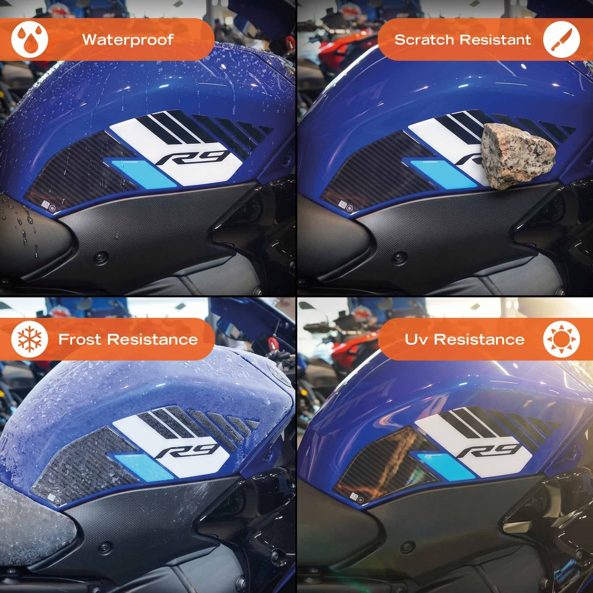 Adesivi Protezioni Laterali Serbatoio compatibili con Yamaha R9 2025-2026 - 5
