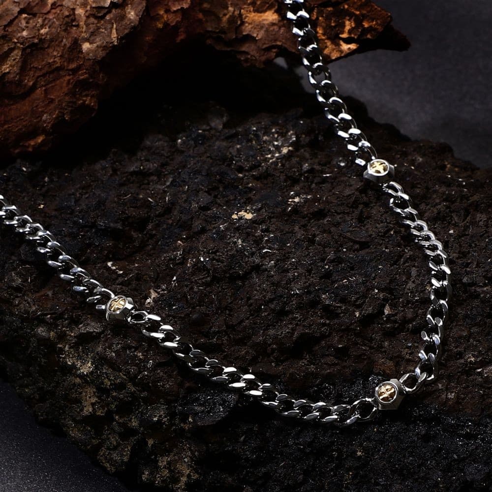 Collana Sector Basic Acciaio con Dettagli Dorati (SZS127) - 4