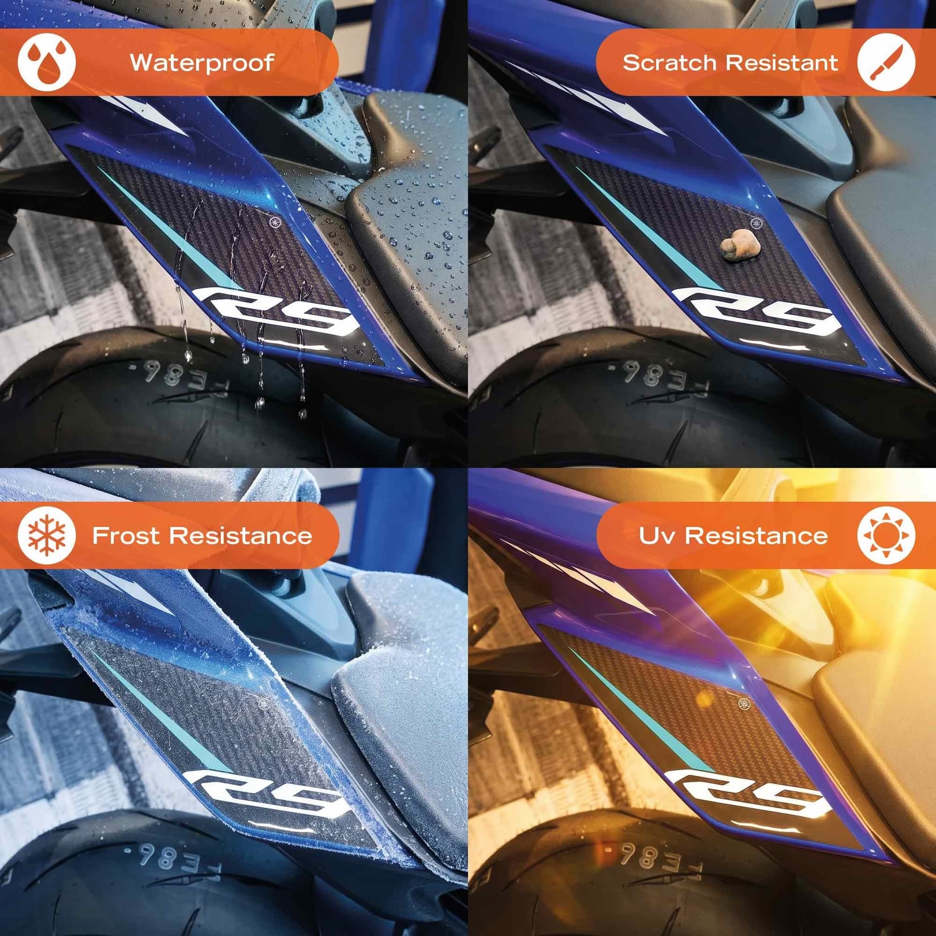 Adesivi Gel 3D Protezione Fianchetti moto compatibili con Yamaha R9 2026 - 4