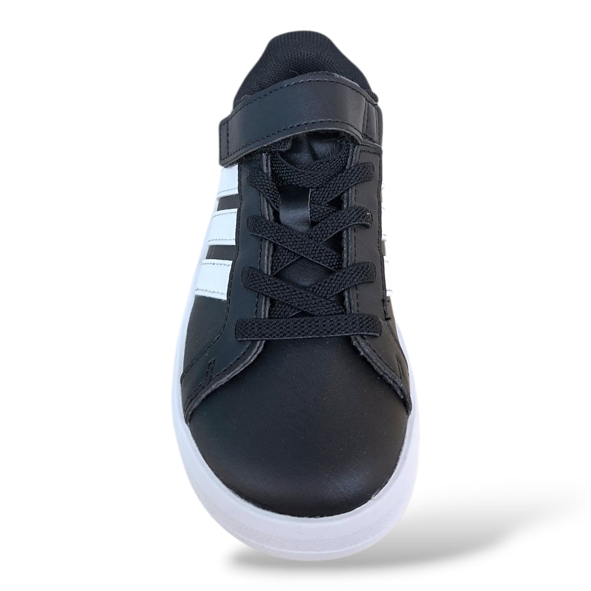 Adidas Grand Court Sneakers Bambini e Ragazzi Nero Bianco – Lacci Elastici e Velcro | Scarpe in Pelle Unisex 28-35 - 4