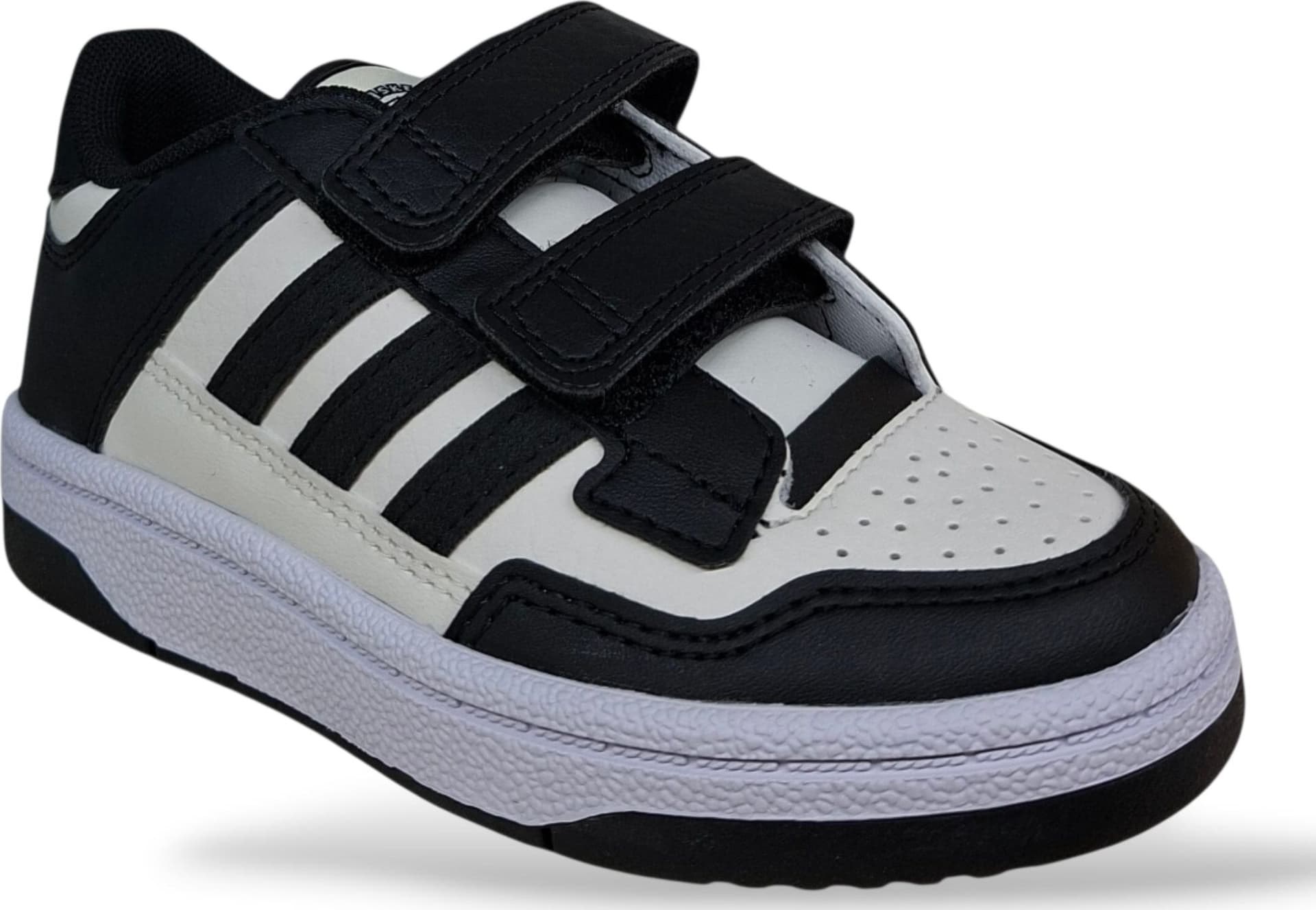 Adidas Rapid Court JP7654 – Sneakers Bambini e Ragazzi con Strappo | Pelle | Nero-Bianco - 2